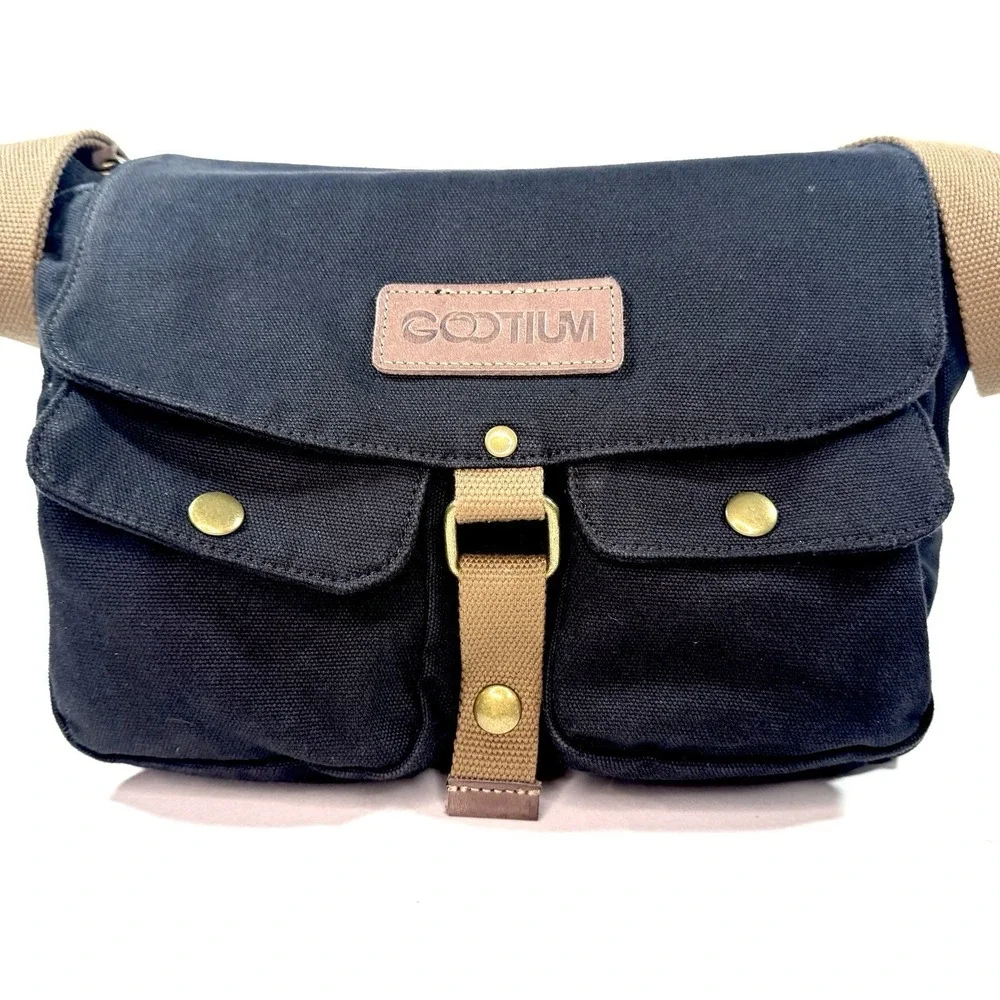 Gootium Canvas Messenger Bag Crossbody Black Multi Pocket‎ EDC Travel